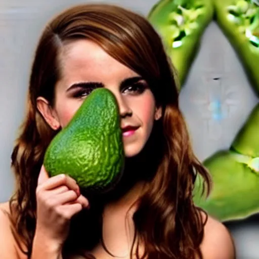 Image similar to emma watson as an avocado