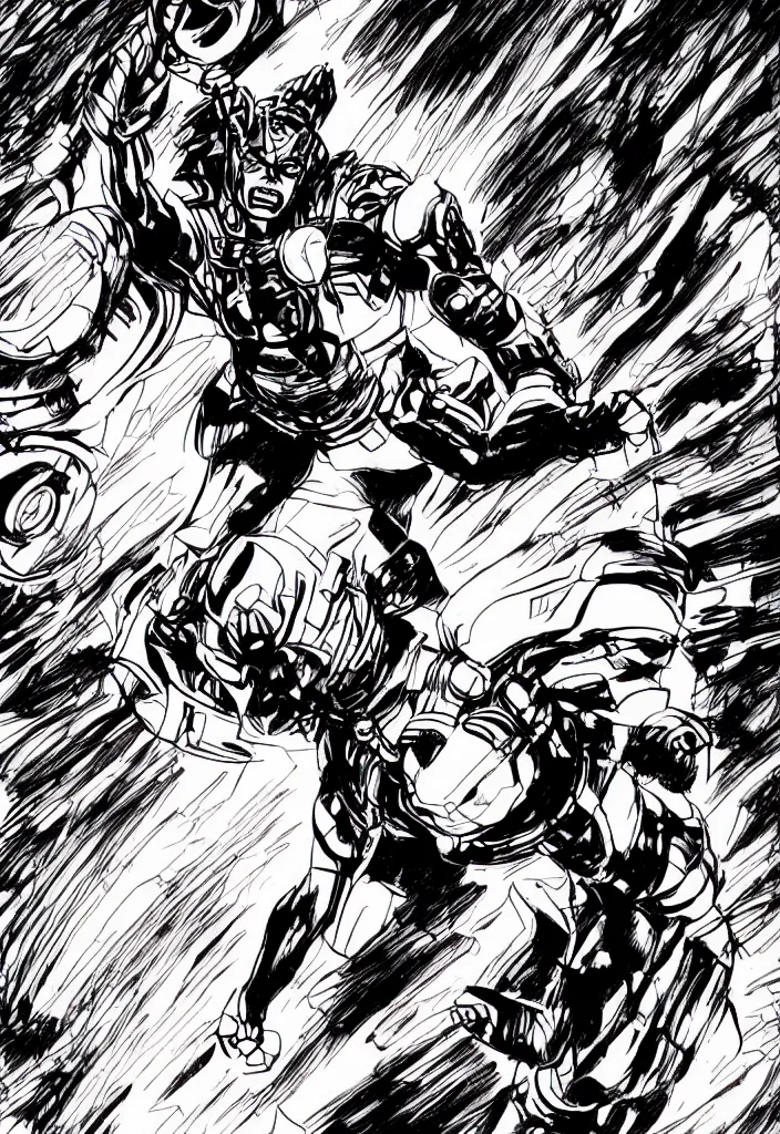 Image similar to Galactus, Jack Kirby, comic-book style drawing, dramatic lighting and pose