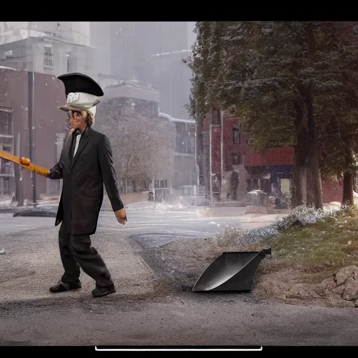 Image similar to hyperrealistic dslr film still of david spade disguised as a shovel, delivering mail, stunning 8 k octane comprehensive 3 d render, inspired by istvan sandorfi & greg rutkowski & unreal engine, perfect symmetry, dim volumetric cinematic lighting, extremely hyper - detailed, incredibly real lifelike attributes & flesh texture, intricate, masterpiece, artstation, stunning