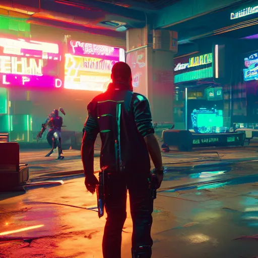 Image similar to Cyberpunk 2077. CP2077. 3840 x 2160. Dancing Festival Hippies