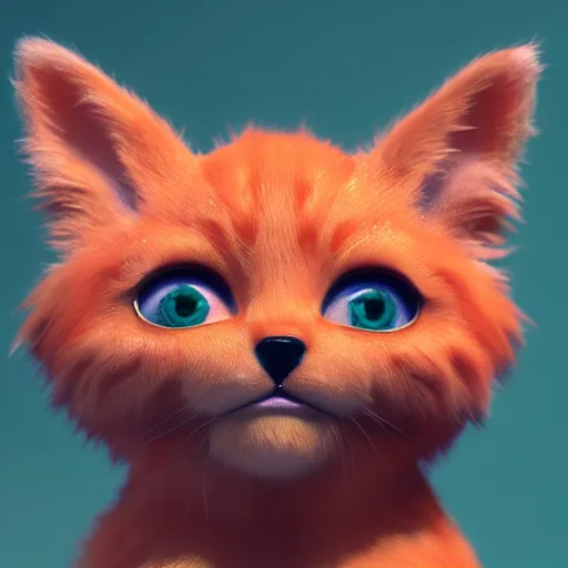 Prompt: orange kitten big eyes a lot of fur cute highly detailed high - quality photo realistic 8 k octane render blender