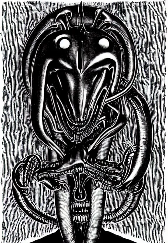 Image similar to one famous person, simple, simplicity, subgenius, x - day, weird stuff, occult stuff, knives, giger ’ s xenomorph, illuminati, gem tones, hyperrealism, stage lighting