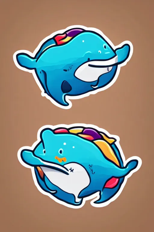 Image similar to Whale, sticker, anthropomorphic, colorful, fantasy, artstation, illustration, highly detailed, simple, smooth and clean vector curves, no jagged lines, vector art, smooth