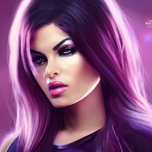 Prompt: portait of haifa wehbe, concept art, long hair centred, hd, very detailed curve, digital painting, unreal engine, sailor moon style, amazing background