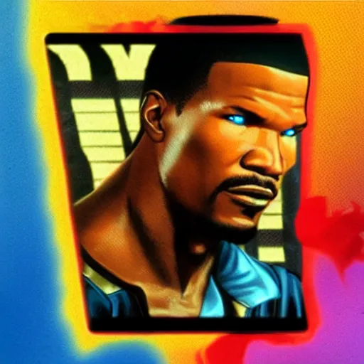 Image similar to portrait of jamie foxx in double dragon video game splash screen