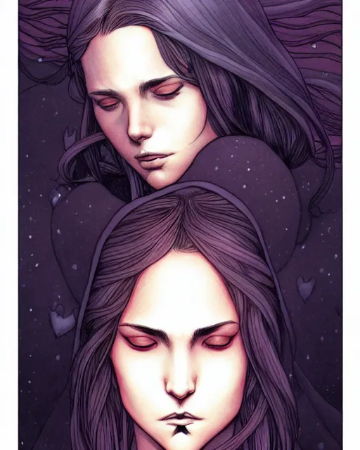 Prompt: fantasy comic cover art of a beautiful scared girl with tears in her eyes, illustration by jenny frison and sana takeda, intricate details, stunning inking lines, stunning gradient colors, 4 k, hd, artstation, award winning