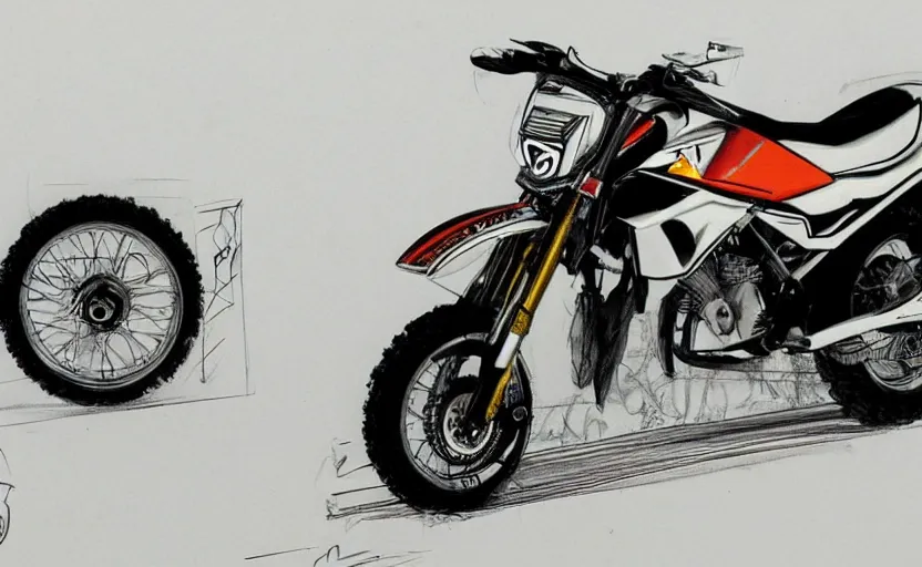 Image similar to 1 9 9 0 s suzuki enduro motorcycle concept, sketch, art,