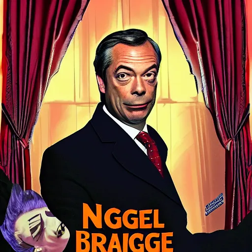 Image similar to nigel farage as count dracula, movie poster, digital art, detailed