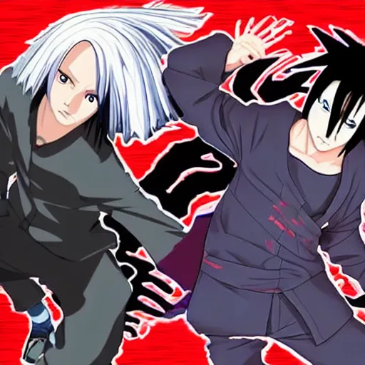 Image similar to keanu reeves fighting naruto anime version