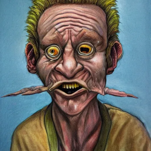 Prompt: self portrait of a troll, realistic, sketch, hyperdetailed, by Anna Bregman