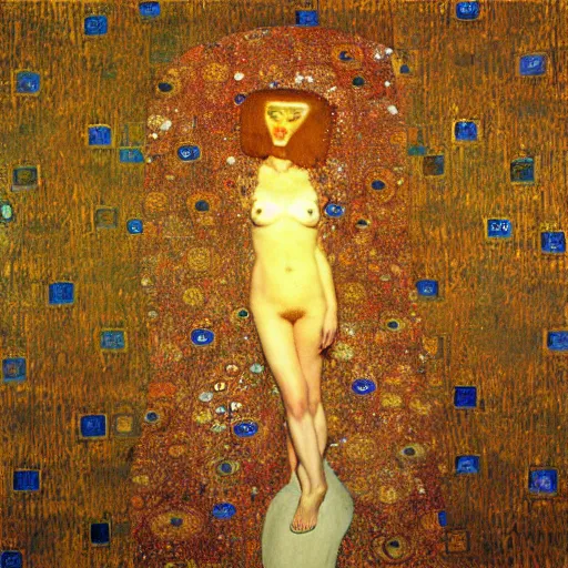 Image similar to HYPER REALISTIC VFX SIMULATION of a gustav klimt painting