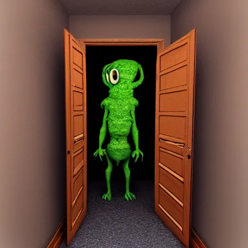 Image similar to a monster emerging from a closet