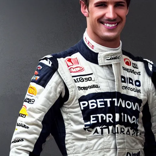 Image similar to a realistic detailed photo of a handsome guy who is an f 1 driver