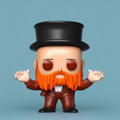 Prompt: funko pop bald man with an orange beard