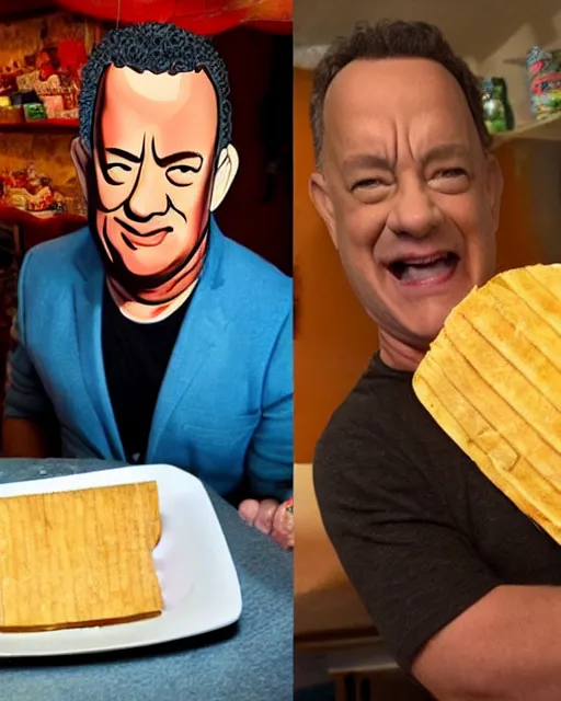 Image similar to tom hanks as a tamale, human face made out of a tamale