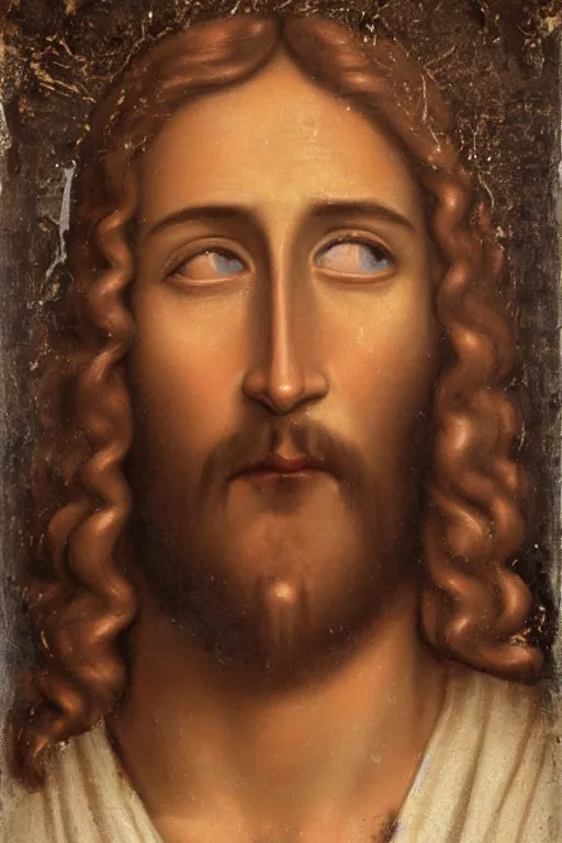 Prompt: Portrait of Jesus with traces of chocolate around his mouth, 8k, photorealism