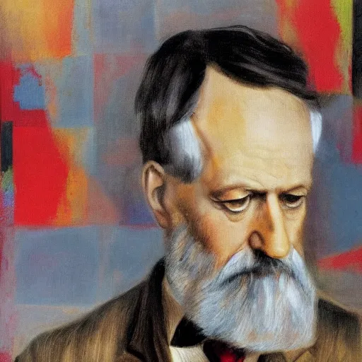 Prompt: a portrait of sigmund freud in the style of gerhard richter, award winning, abstract arg