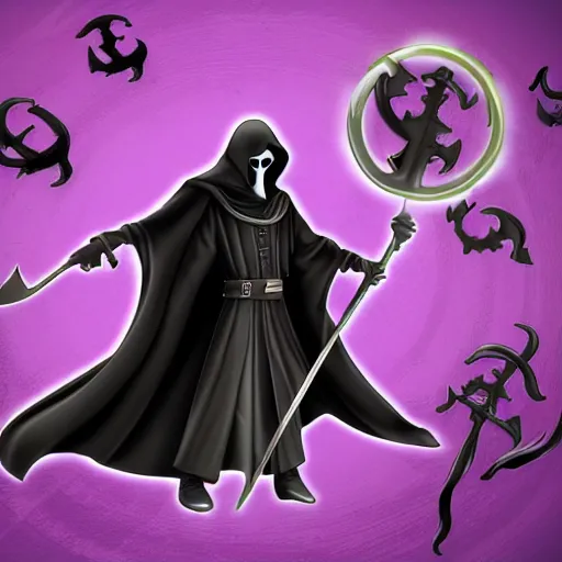 Prompt: grim reaper, purple cloak, full body, scythe