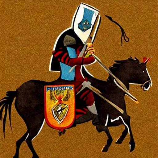 Image similar to bob dylan jousting as a medieval knight