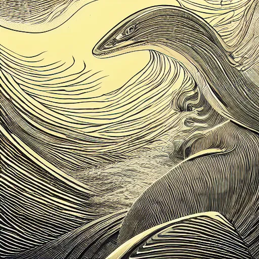 Image similar to gold and silver tones, alluring siren in the sea attracting a boat of sailors, style of moebius, james jean, rutkowski, mcbess, cinematic, high detail, award winning, 8 k photorealistic