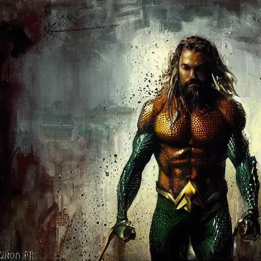 Prompt: aquaman eating corn, jeremy mann painting