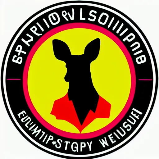 Prompt: logo for evil corporation that involves deer, retro synthwave style, retro sci fi