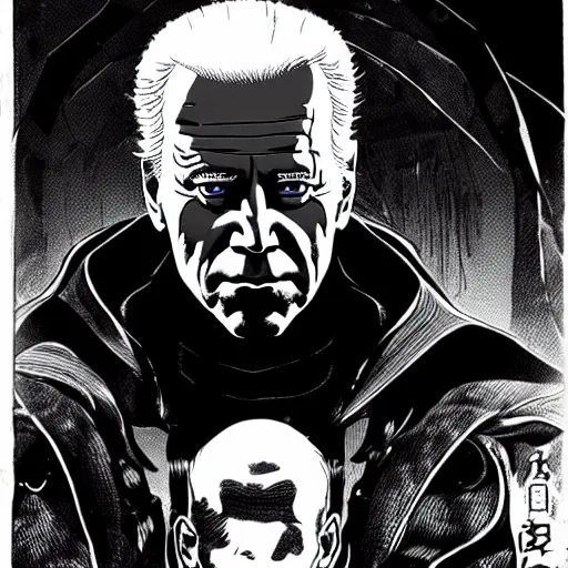 Image similar to Joe Biden looking sinister, by Tsutomu Nihei, highly detailed