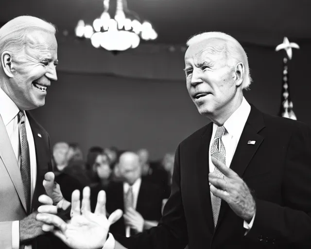 Image similar to president joe biden face to face with president joe biden, nikon 3 5 mm, photograph