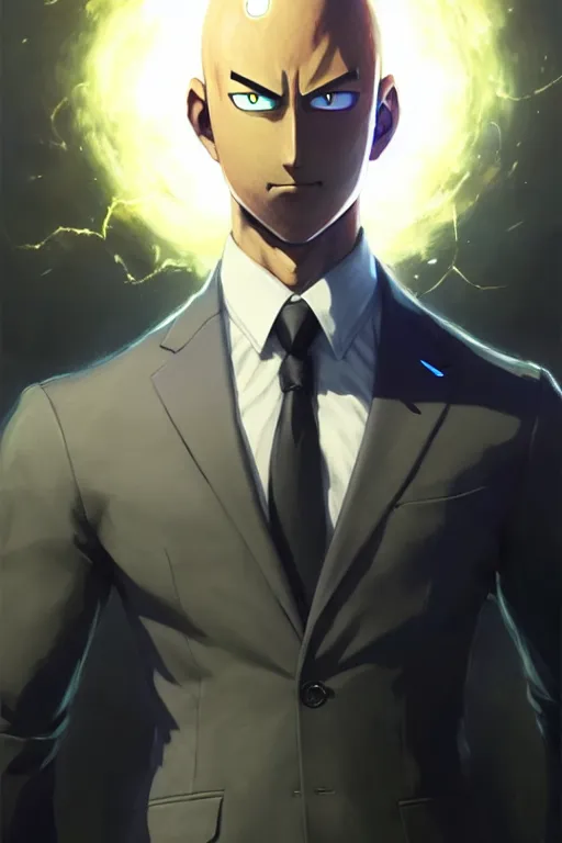 Prompt: gigachad luigi as one punch man in a suit with glowing eyes, fantasy character portrait, ultra realistic, full body concept art, intricate details, highly detailed by greg rutkowski, ilya kuvshinov, gaston bussiere, craig mullins, simon bisley