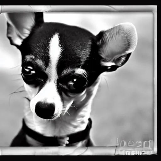 Image similar to chihuahua in the navy black and white photo vintage