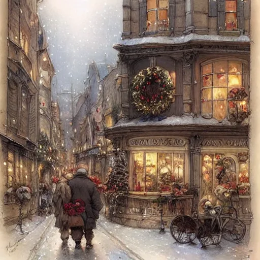 Prompt: ( ( ( ( ( christmas streets at night. muted colors. ) ) ) ) ) by jean - baptiste monge!!!!!!!!!!!!!!!!!!!!!!!!!!!