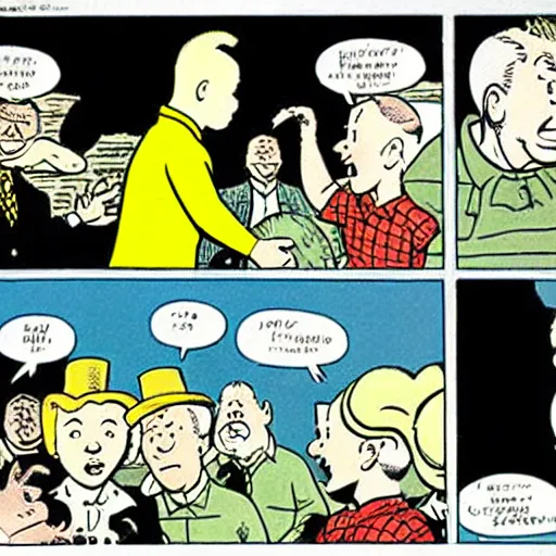 Image similar to a splash panel from Tintin by Hergé