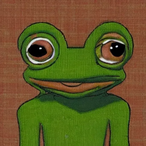 Prompt: hyperreal pepe the frog with curly hair