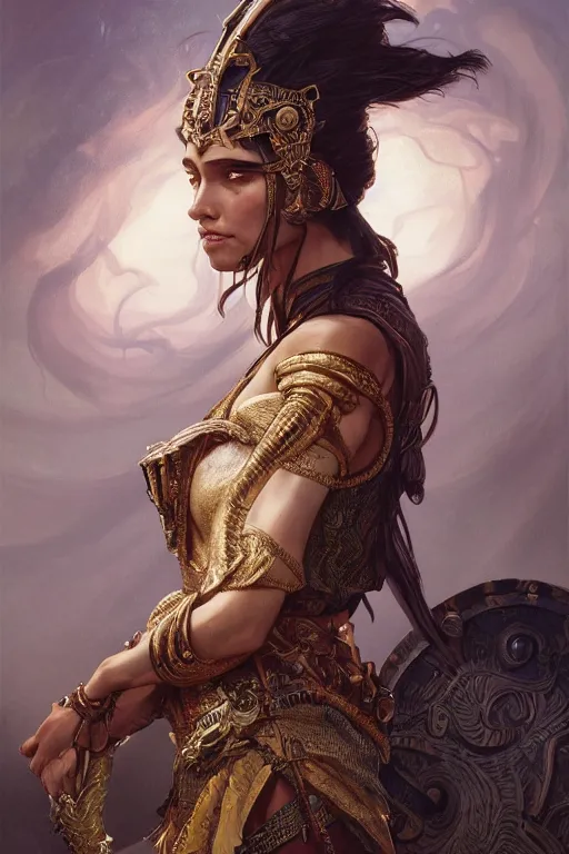 Image similar to a portrait of a anthropomorphic an ancient mesopotamia warrior goddess, D&D, fantasy, intricate, highly detailed, digital painting, artstation, concept art, smooth, sharp focus, illustration, art by artgerm and greg rutkowski and alphonse mucha