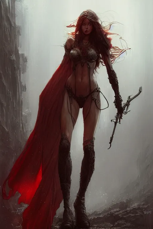 Image similar to red women's boots, by wlop, by luis royo, by peter mohrbacher, concept art, digital illustration, intricate, masterpiece, elegant, super detailed, unreal engine rendering, smooth, sharp focus, artstation hq