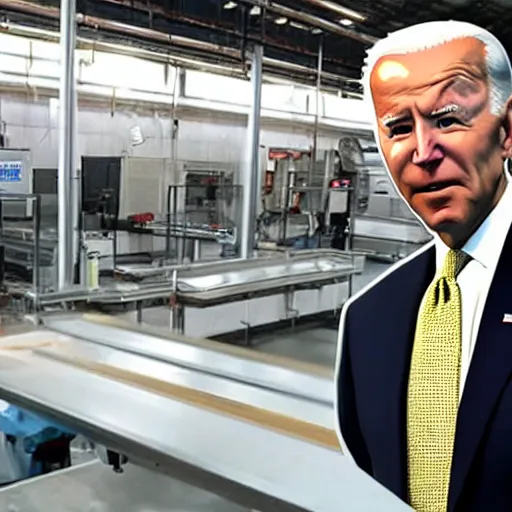 Prompt: joe biden at the wockhardt factory