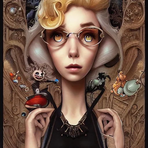 Image similar to Lofi portrait Pixar style by Joe Fenton and Stanley Artgerm and Tom Bagshaw and Tim Burton, dio de los murertos