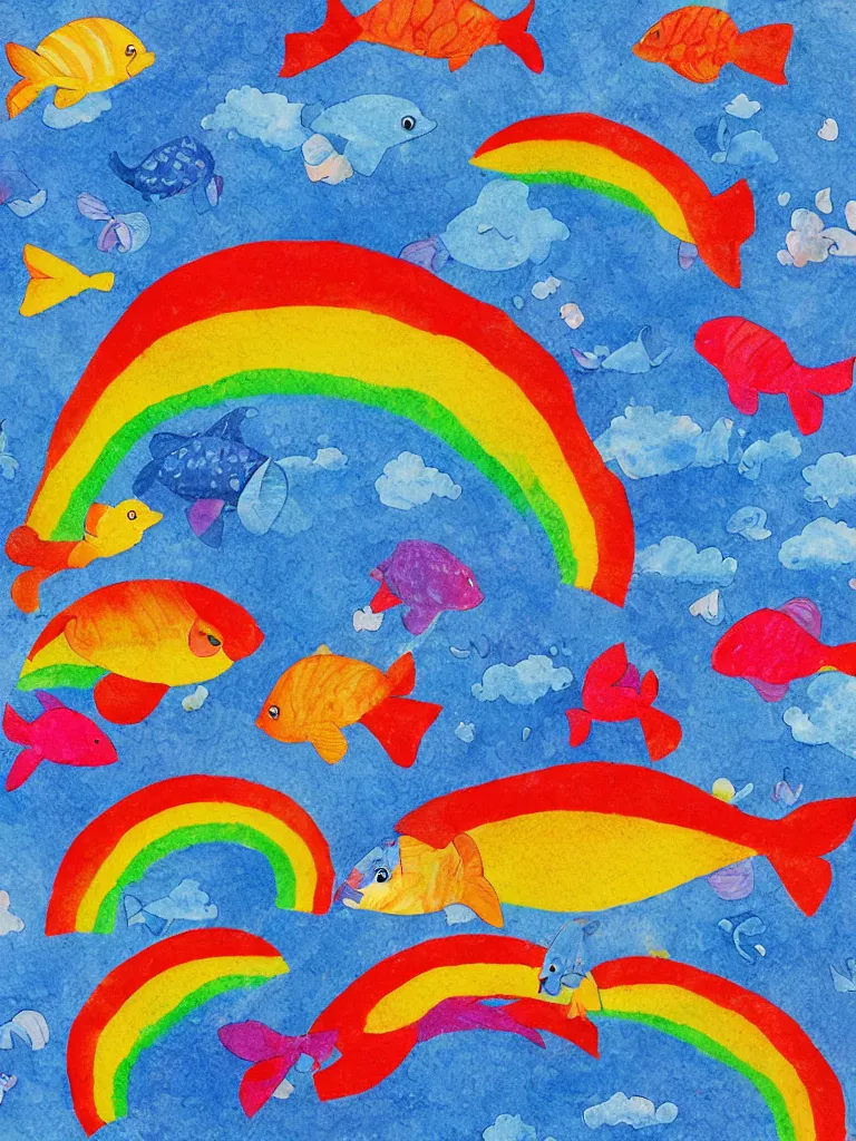 Image similar to sky with rainbow fishes