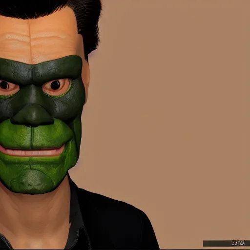 Image similar to the mask, jim carrey as a 3 d render, unreal engine