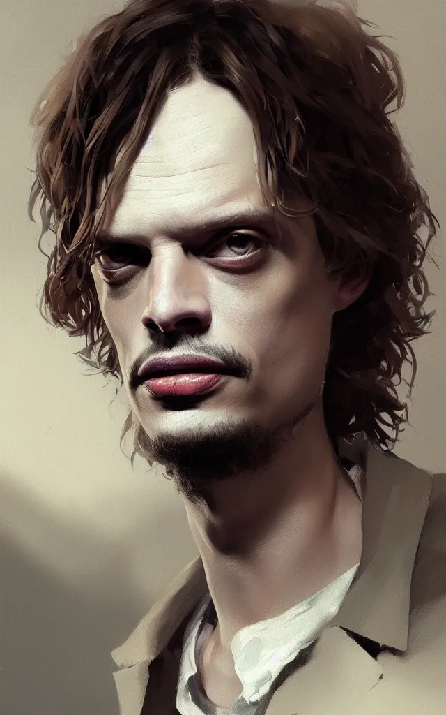 Image similar to very detailed masterpiece painting of matthew gray gubler, portrait, artstation, concept art by greg rutkowski