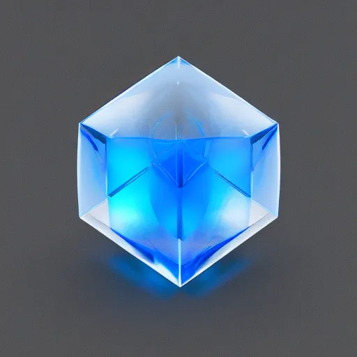 Image similar to transparent blue crystal cube inside half transparent seven color perfectly geometric ball, hyper realistic, max qualiry, octane render