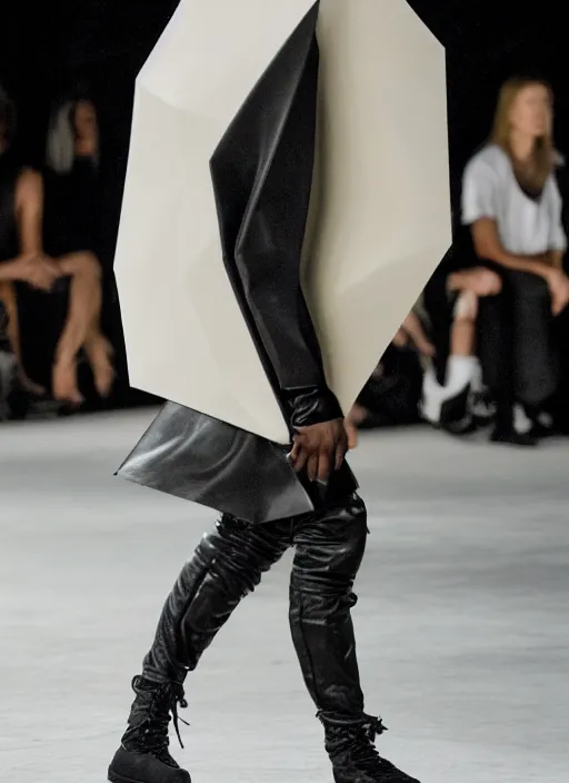 Image similar to hyperrealistic and heavy detailed rick owens avant garde runway show of batman, leica sl 2 5 0 mm, vivid color, high quality, high textured, real life