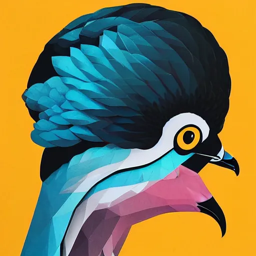 Prompt: majestic pigeon, royal bird, profile picture by Sachin Teng, asymmetrical, Organic Painting , Matte Painting, geometric shapes, hard edges, graffiti, street art:2 by Sachin Teng:4