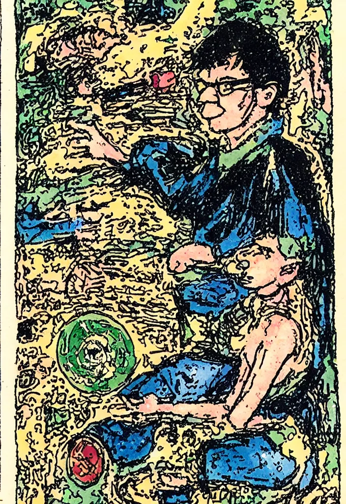 Image similar to Yann LeCun illustrated on the Rider–Waite tarot.