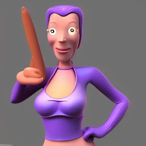 Prompt: leela from futurama, 3 d render