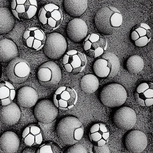 Prompt: a million footballs hit the moon at the same time photography.