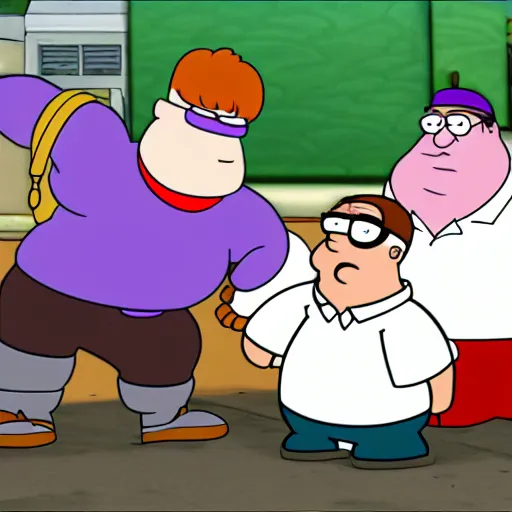 Image similar to Peter Griffin meets the famous Twitch stream Vinesauce Vinny and Vinesauce Joel, Real Event, Historical Event, Realistic, HDR, Clear Image,