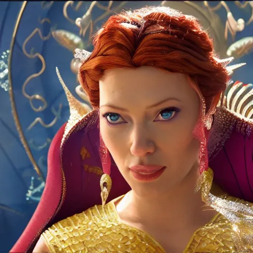 Image similar to Scarlet Johanson as Jasmine the disney princess in Aladin, dessert, cyberpunk, 8k