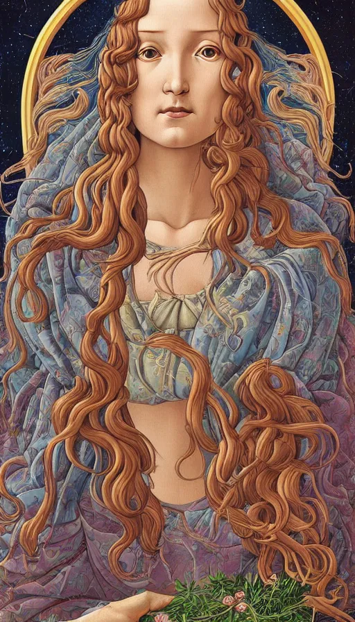 Image similar to The oracle of ancient wisdom, Botticelli, da vinci, Dan Mumford, Josan Gonzalez