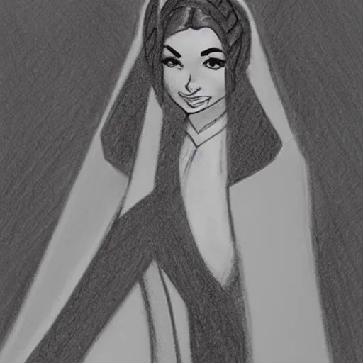 Image similar to milt kahl pencil sketch of victoria justice as princess leia